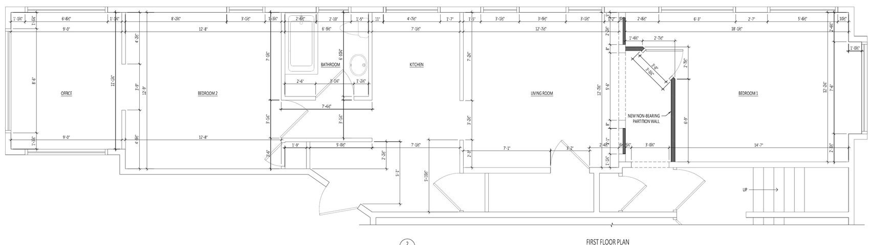 7300 Lindell residence floor plan — 922 square feet